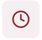 Icono de reloj minimalista en rojo