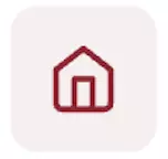 Icono minimalista de casa en color rojo