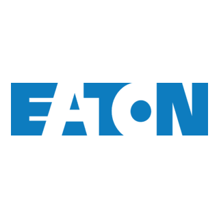 Logotipo azul de EATON sobre fondo negro